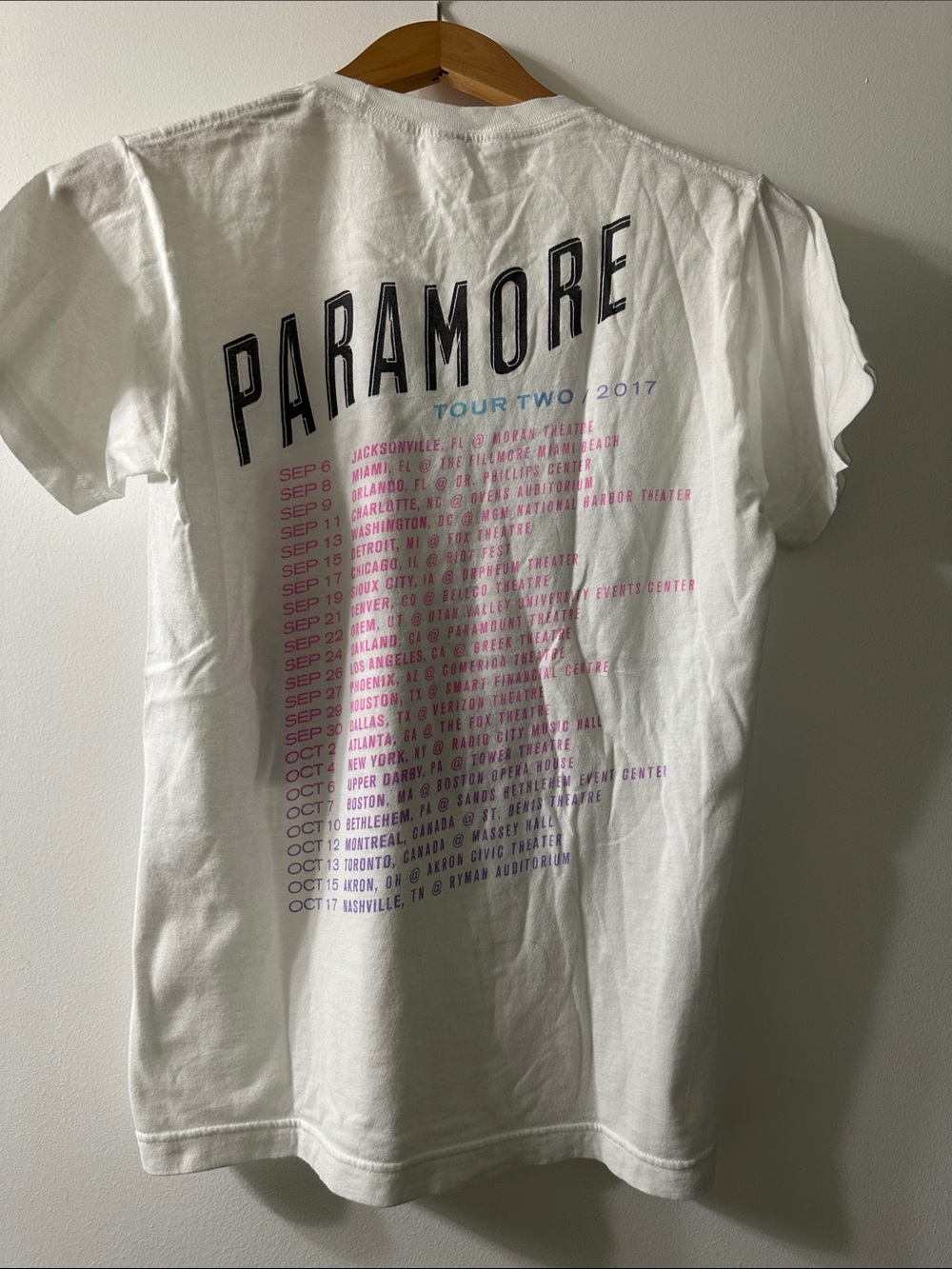 Tultex White Paramore Graphic Tee with Black Photo and Purple/Blue Grid - Picture 2 of 2
